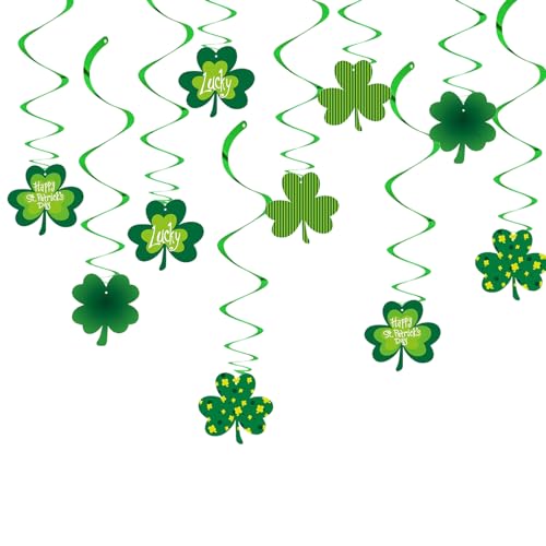 St. Patrick's Day Hängewirbel Dekorationsset, grüne Kleeblatt-Hängewirbel, St. Patrick's Day Partygeschenk, Kleeblatt-Girlanden, Banner, Hintergrund von MINUET MINUTE