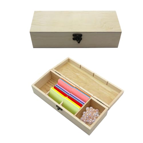 MINZHI Karteikasten Holz mit Deckel 25 * 9,5 * 6,5 cm Karteikarten Boxen Holz A8,Geeignet für Zuhause, Schule und Büro,Karteikarten Boxen Holz Karteibox,(Karteikarte nicht im Lieferumfang enthalten) von MINZHI