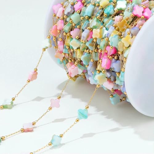 Armband Perlen Blume Stern Muschelketten für DIY Fundstücke Ohrringe Halskette Bulk 1 Meter von MIONGKI