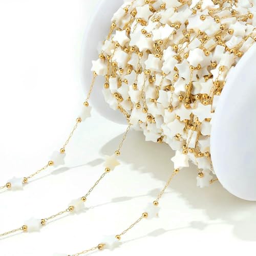 Armband Perlen Blume Stern Muschelketten für DIY Fundstücke Ohrringe Halskette Bulk 1 Meter von MIONGKI