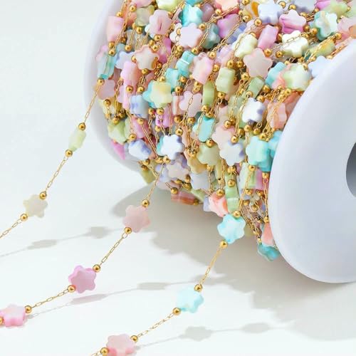 Armband Perlen Blume Stern Muschelketten für DIY Fundstücke Ohrringe Halskette Bulk 1 Meter von MIONGKI