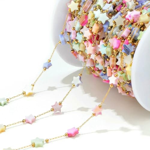 Armband Perlen Blume Stern Muschelketten für DIY Fundstücke Ohrringe Halskette Bulk 1 Meter von MIONGKI