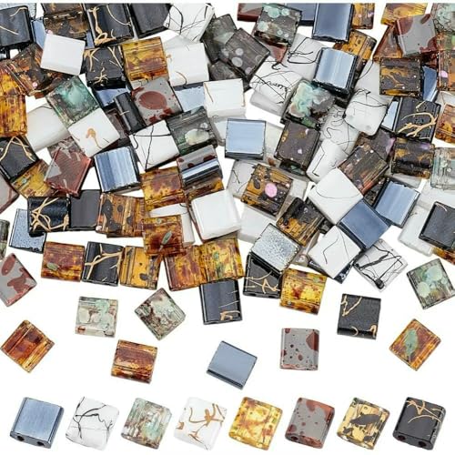 Armbandperlen, 2 Löcher, quadratisches Glas zur Schmuckherstellung, 160 Stück, 8 Kaffeebraun von MIONGKI