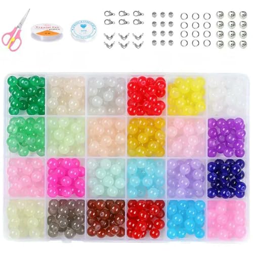 Armbandperlen, Kristallherstellung, rundes Glas, kataklastische Linie für Anfänger, 24 Farben, 8 mm, 480 Stück von MIONGKI