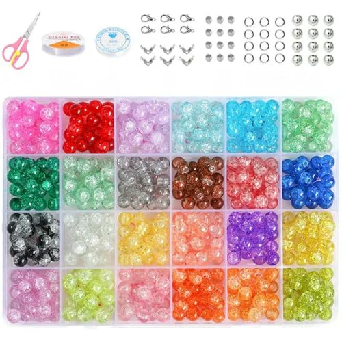 Armbandperlen, Kristallherstellung, rundes Glas, kataklastische Linie für Anfänger, 24 Farben, 8 mm, 480 Stück von MIONGKI