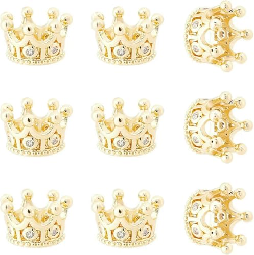 Armbandperlen, Pavé-King-Design, 11 x 7 mm, goldfarben, Abstandshalter, großes Loch, lose 10 Stück von MIONGKI