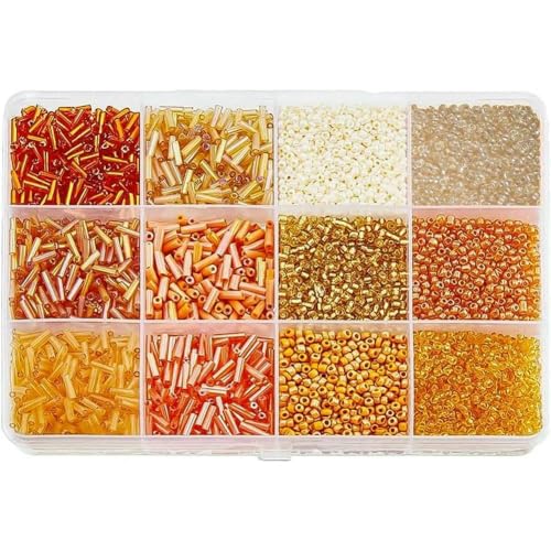 Armbandperlen, Röhrchen, Orange, Mini-Glas zum Nähen, Basteln, 10998 Stück von MIONGKI