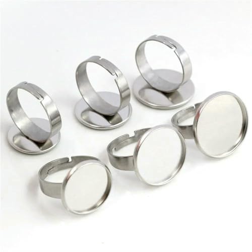 MIONGKI 10/12/14/16/18/20/25 mm, kein Verblassen, Edelstahl, verstellbare Ringeinstellungen, blank/Sockel, passend für 10–25 mm Glas-Cabochons MIONGKI 10/12/14/16/18/20/25 mm, kein Verblassen, Edelstahl, verstellbare Ringeinstellungen, blank/Sockel, passend für 10–25 mm Glas-Cabochons von MIONGKI