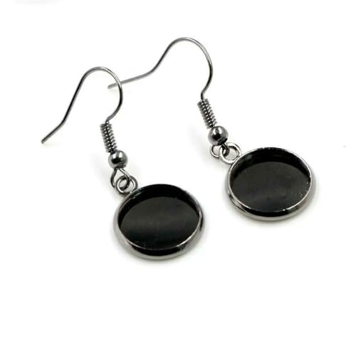 MIONGKI 10 Stück 12 mm Tablett-Lünette Cabochon-Ohrring-Haken Rohlinge Fassung Runde Anhänger Ohrbasis Fundstücke für DIY Glas Kamee Schmuckherstellung von MIONGKI