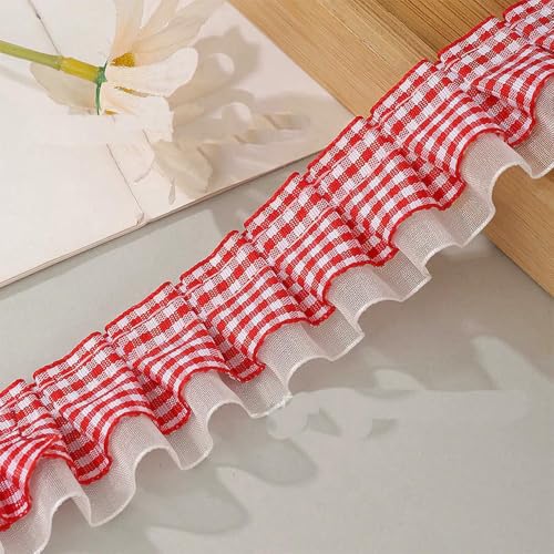 MIONGKI 40 Yards 35MM Doppeltes Schneegarn Gitterfalte Lotusblatt Rockkante Rüschen Volants Schleifen Spitzenband Haare DIY Kopfbedeckung Handarbeit von MIONGKI