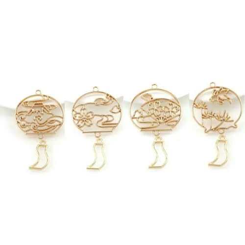 MIONGKI 8PC/Set Cabochon Basis Einstellung Mix Laterne Windspiele Metall Rahmen Anhänger Gold Charme Lünette Einstellung DIY Harz Charme Epoxy von MIONGKI