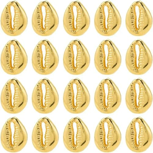 Perlen Gold Kaurimuschel Muschel Gold Kunststoff Sommer Hawaii Meer Ozean Spacer 100 Stück von MIONGKI