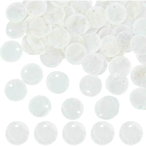 Perlen Muschelperlen, flach, rund, Naturperlen, Sommerscheiben, 15 mm, 100 Stück von MIONGKI
