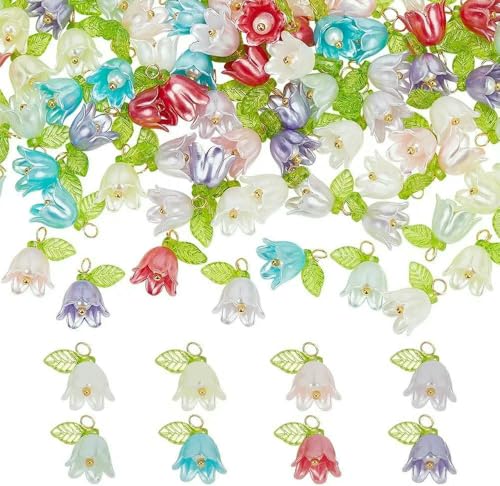 Perlenanhänger, bunt, Frühlings-Motiv, baumelnde Acrylperlen, 80 Stück, 8 Farben von MIONGKI