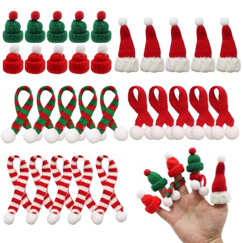 MIPIACE 30 Stück Mini Weihnachtsmütze und Schal Set Kleine Weihnachtsmützen für deko Mini Strickmützen Mützen Zum Basteln Mützen für Sorgenwürmchen Für Weihnachten Weinflasche Abdeckung Puppen Hut MIPIACE 30 Stück Mini Weihnachtsmütze und Schal Set Kleine Weihnachtsmützen für deko Mini Strickmützen Mützen Zum Basteln Mützen für Sorgenwürmchen Für Weihnachten Weinflasche Abdeckung Puppen Hut von MIPIACE
