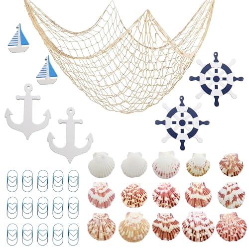 MIPIACE Dekoratives Fischernetz 2Mx1.5M Nautisches Fischnetz Fischernetz Deko Netz mit Muscheln Büroklammern Segelboot Holzanker Holzruder Fischernetz im Mediterranen Stil für Party Fotografie Zuhause MIPIACE Dekoratives Fischernetz 2Mx1.5M Nautisches Fischnetz Fischernetz Deko Netz mit Muscheln Büroklammern Segelboot Holzanker Holzruder Fischernetz im Mediterranen Stil für Party Fotografie Zuhause von MIPIACE