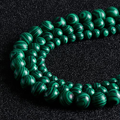 35 Stück 10 mm natürliche Edelstein-Perlen Malachit-Perlen runde lose Perlen für die Schmuckherstellung mit Kristall-Stretch-Kordel von MIRGREE