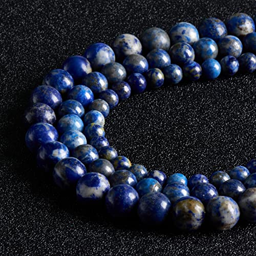 60 Stück 6 mm natürliche Edelstein-Perlen, Lapislazuli-Perlen, runde lose Perlen für die Schmuckherstellung, mit Kristall-Stretch-Kordel von MIRGREE