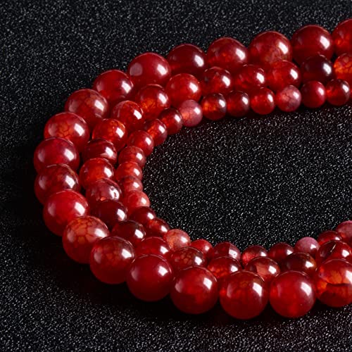 60 Stück 6 mm natürliche Edelsteinperlen rote Drachenader-Achatperlen runde lose Perlen für die Schmuckherstellung mit Kristall-Stretchschnur von MIRGREE