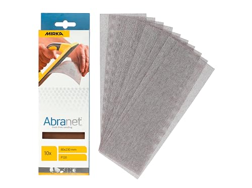 Mirka Abranet® Netz-Schleifstreifen (80 x 230 mm), Profi-Schleifgitter mit P240 Körnung und Klett, für Handschliff, Schwingschleifer und Handschleifblock, 10er Pack von MIRKA