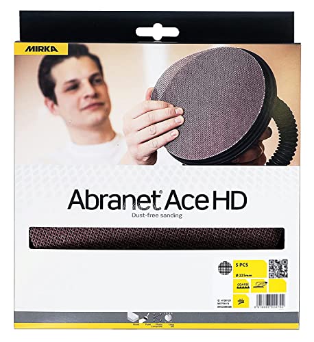 Mirka Abranet Ace HD Netz Schleifscheiben Ø 225mm Klett/Korn P40 / 5 Scheiben/Für Trockenbauschleifer Wand- und Deckenschleifer/Schleifen von harten Oberflächen, Holz, Spachtel, Lack, Metall Mirka Abranet Ace HD Netz Schleifscheiben Ø 225mm Klett/Korn P40 / 5 Scheiben/Für Trockenbauschleifer Wand- und Deckenschleifer/Schleifen von harten Oberflächen, Holz, Spachtel, Lack, Metall von MIRKA
