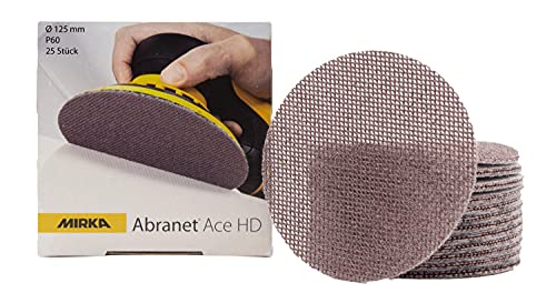 Mirka Abranet Ace HD Netz Schleifscheiben Ø 125mm Klett/Korn P60 / 25 Stk / AH23202560 / Für 125mm Exzenter und Schleifmaschinen/zum Schleifen von harten Oberflächen, Holz, Spachtel, Lack, Metall Mirka Abranet Ace HD Netz Schleifscheiben Ø 125mm Klett/Korn P60 / 25 Stk / AH23202560 / Für 125mm Exzenter und Schleifmaschinen/zum Schleifen von harten Oberflächen, Holz, Spachtel, Lack, Metall von MIRKA