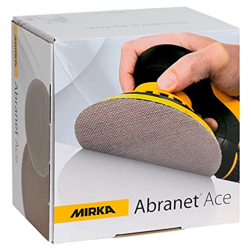 Mirka Abranet Ace Netz Schleifscheiben Ø 150mm Klett / Korn P100 / 50 Stk / Für alle 150mm Exzenterschleifer und Schleifmaschinen / Teilkeramisch / zum Schleifen von harten Oberflächen, Holz, Metall von MIRKA