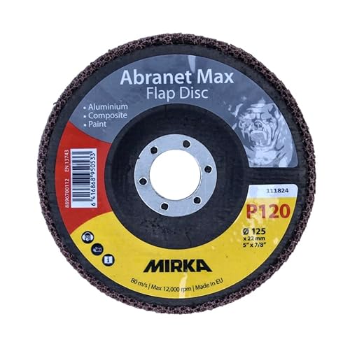 Mirka Abranet Max Flap disc T29 125 mm 22 mm ALOX 120 10 Stück (10x 8896700112) Fächerscheibe für Aluminium, Verbundstoffe, Lack von MIRKA