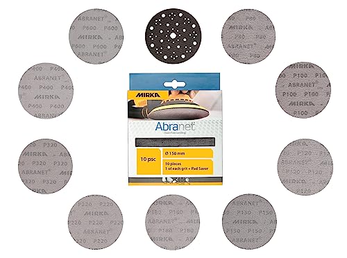 Mirka Abranet Netzschleifscheiben 150mm Klett/Mix-Pack 1 von jeder Körnung 80, 100, 120, 150, 180, 220, 320, 400, 600 + Schutzauflage / 10 Stk/Für 150mm Exzenterschleifer, Schleifmaschinen Mirka Abranet Netzschleifscheiben 150mm Klett/Mix-Pack 1 von jeder Körnung 80, 100, 120, 150, 180, 220, 320, 400, 600 + Schutzauflage / 10 Stk/Für 150mm Exzenterschleifer, Schleifmaschinen von MIRKA