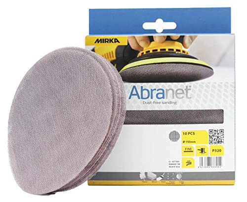 Mirka Abranet Netzschleifscheiben Ø 150mm Klett/Korn P320 / 10 Stk / AE241F1032 / Für alle 150mm Exzenterschleifer und Schleifmaschinen geeignet/zum Schleifen von Holz, Spachtel, Lack, Kunststoff Mirka Abranet Netzschleifscheiben Ø 150mm Klett/Korn P320 / 10 Stk / AE241F1032 / Für alle 150mm Exzenterschleifer und Schleifmaschinen geeignet/zum Schleifen von Holz, Spachtel, Lack, Kunststoff von MIRKA