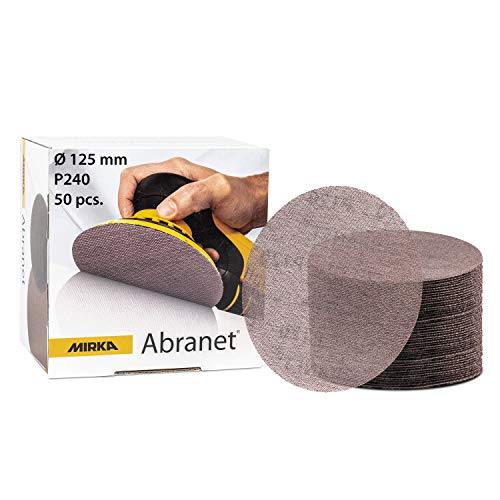 Mirka Abranet Schleifgitter 125mm Klett/Korn P240 / 50 Stk / 5423205025 / Für alle 125mm Exzenterschleifer und Schleifmaschinen geeignet/zum Schleifen von Holz, Spachtel, Lack, Kunststoff von MIRKA