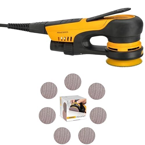 Mirka DEROS II 350 Exzenter-Schleifer Schleifmaschine mit Absaugung für Ø 77mm Schleifpapier, 5,0mm Hub Exzenterschleifmaschine + Mirka Abranet Netzschleifscheiben Ø 77mm Klett Mirka DEROS II 350 Exzenter-Schleifer Schleifmaschine mit Absaugung für Ø 77mm Schleifpapier, 5,0mm Hub Exzenterschleifmaschine + Mirka Abranet Netzschleifscheiben Ø 77mm Klett von MIRKA