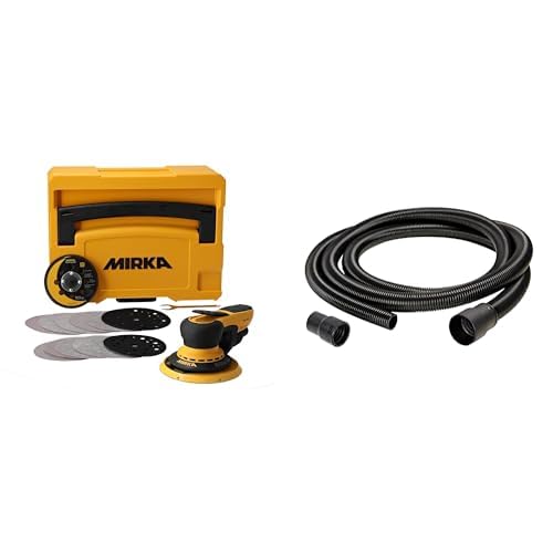 Mirka DEROS II 5650 Exzenter-Schleifer Schleifmaschine mit Absaugung für Ø 125 & 150mm Schleifpapier, 5,0mm Hub + Mirka Antistatischer Absaugschlauch 4m von MIRKA