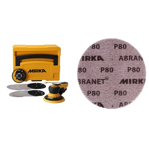 Mirka DEROS II 5650 Exzenter-Schleifer Schleifmaschine mit Absaugung & Abranet Netz-Schleifscheiben Ø 150 mm Klett/Korn P80 / 50 Stk Mirka DEROS II 5650 Exzenter-Schleifer Schleifmaschine mit Absaugung & Abranet Netz-Schleifscheiben Ø 150 mm Klett/Korn P80 / 50 Stk von MIRKA