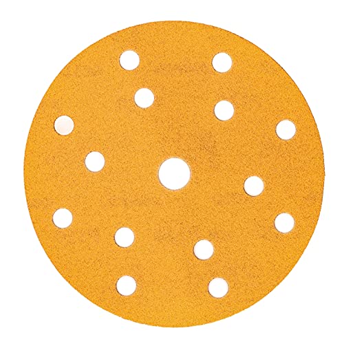 Mirka Gold Universal-Schleifpapier Ø 150mm Schleifscheiben Klett 15-Loch, Korn P800, 100 Stk/Zum Schleifen von Gips, Spachtel, Spanplatten, Holz, Lack von MIRKA