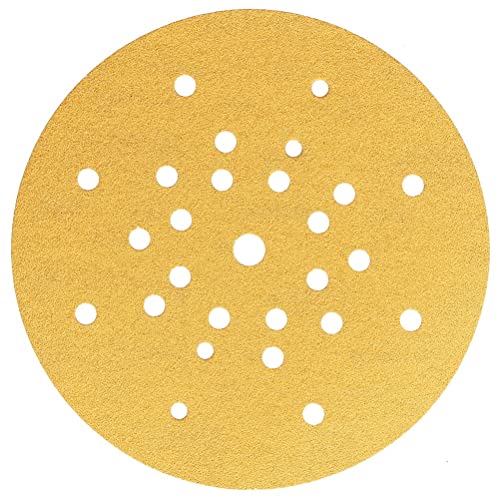 Mirka Gold Universal-Schleifpapier Ø 225mm Klett 27-Loch/Korn P120 / 10 Stück/Zum Schleifen von Gips, Spachtel, Spanplatten, Holz, Lack von MIRKA