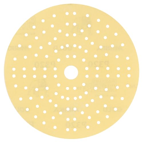 Mirka Gold Universal-Schleifpapier Ø 150mm Klett 121-Loch/Korn P240, 100 Stk/Zum Schleifen von Gips, Spachtel, Spanplatten, Holz, Lack von MIRKA