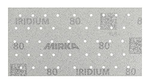 Mirka Iridium Premium-Schleifpapier 81x133mm Klett 54-Loch, Korn 80, 10/Pack / Zum Schleifen von Lack, Spachtel, Grundierung, Holz, Stahl, Mineralwerkstoffe, Kunststoff von MIRKA