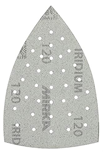Mirka Iridium Schleifdreieck Premium-Schleifpapier 100x152x152mm 36-Loch Klett Korn 120, 10 Stk/Zum Schleifen von Lack, Spachtel, Grundierung, Holz, Stahl, Mineralwerkstoffe, Kunststoff Mirka Iridium Schleifdreieck Premium-Schleifpapier 100x152x152mm 36-Loch Klett Korn 120, 10 Stk/Zum Schleifen von Lack, Spachtel, Grundierung, Holz, Stahl, Mineralwerkstoffe, Kunststoff von MIRKA