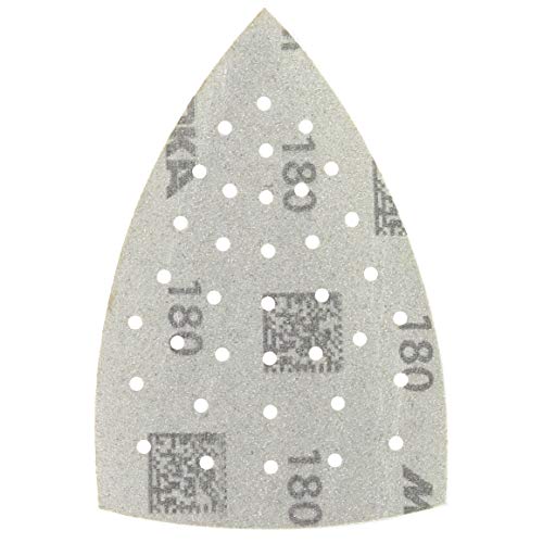 Mirka Iridium Schleifdreieck Premium-Schleifpapier 100x152x152mm 36-Loch Klett Korn 180, 50 Stk/Zum Schleifen von Lack, Spachtel, Grundierung, Holz, Stahl, Mineralwerkstoffe, Kunststoff von MIRKA