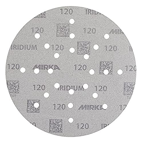 Mirka Iridium Schleifpapier Ø 225mm Klett Korn 120 / 25 Scheiben / Für Trockenbauschleifer Wand- und Deckenschleifer / Schleifen von Lack, Spachtel, Grundierung, Holz, Stahl, Mineralwerkstoffe von MIRKA