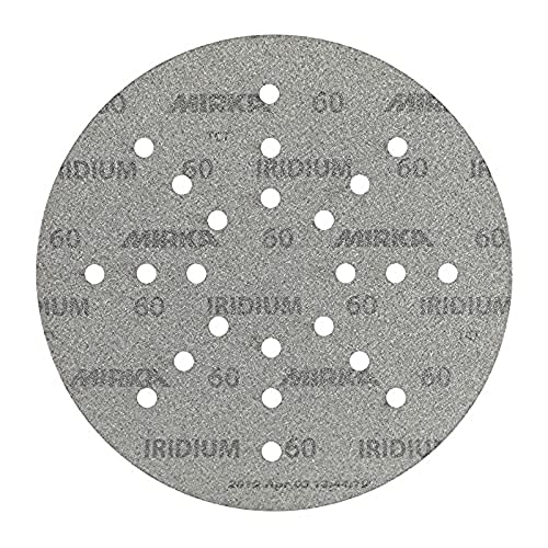 Mirka Iridium Schleifpapier Ø 225mm Klett Korn 60 / 25 Scheiben / Für Trockenbauschleifer Wand- und Deckenschleifer / Schleifen von Lack, Spachtel, Grundierung, Holz, Stahl, Mineralwerkstoffe von MIRKA