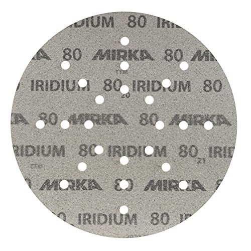 Mirka Iridium Schleifpapier Ø 225mm Klett Korn 80/25 Scheiben/Für Trockenbauschleifer Wand- und Deckenschleifer/Schleifen von Lack, Spachtel, Grundierung, Holz, Stahl, Mineralwerkstoffe Mirka Iridium Schleifpapier Ø 225mm Klett Korn 80/25 Scheiben/Für Trockenbauschleifer Wand- und Deckenschleifer/Schleifen von Lack, Spachtel, Grundierung, Holz, Stahl, Mineralwerkstoffe von MIRKA