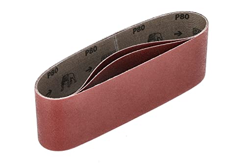 Mirka Red 3 Stück Gewebe-Schleifbänder 75x533mm / Korn P80 / hochwertiges Schleifband für Bandschleifer/Zum Schleifen von Holz und Metall von MIRKA