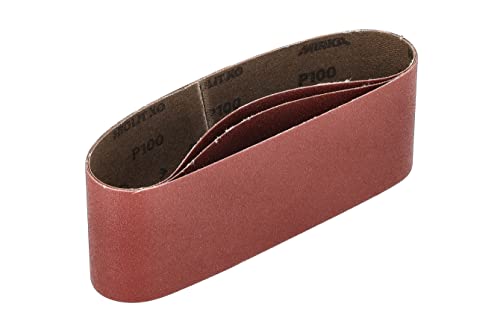 Mirka Red 3 x Gewebe-Schleifbänder 75x457mm / Korn P100 / hochwertiges Schleifband für Bandschleifer/Zum Schleifen von Holz und Metall von MIRKA