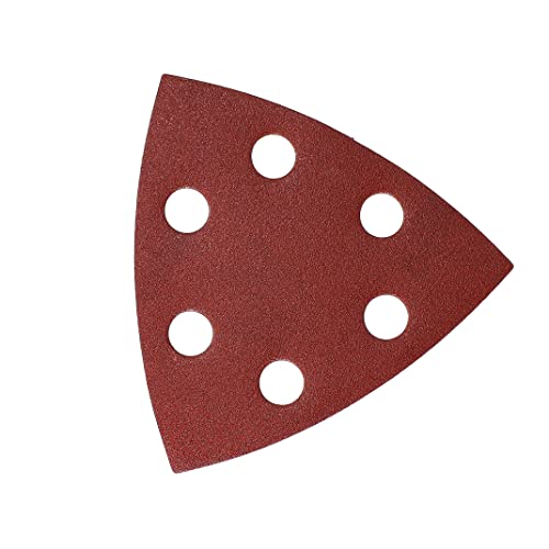 Mirka Red Deltaschleifer Schleifpapier Holz Schleifdreiecke Klett / 93x93x93 mm / Klett-Haftung / 6-Loch / Korn P180 / 5 Stück / zum Schleifen von Holz, Metall und Kunststoff von MIRKA