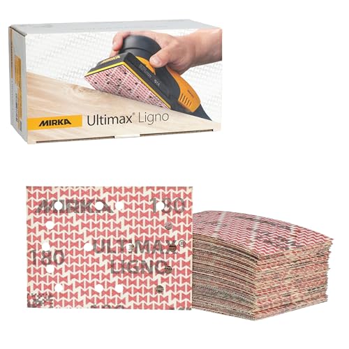 Mirka Ultimax Ligno Schleifblätter, 7,6 x 10,2 cm, Körnung P180, Klett-Rückseite, 50 Stück, für Hartholz-Finish Mirka Ultimax Ligno Schleifblätter, 7,6 x 10,2 cm, Körnung P180, Klett-Rückseite, 50 Stück, für Hartholz-Finish von MIRKA