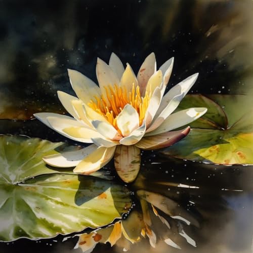 MIRONS 5D DIY Diamond Painting, Schöne Seerose im Teich, F Diamant Painting Bilder Stickerei Strass Kreuzstich Bilder Malen nach Zahlen Leinwand für Erwachsene kinder,30 * 40cm von MIRONS