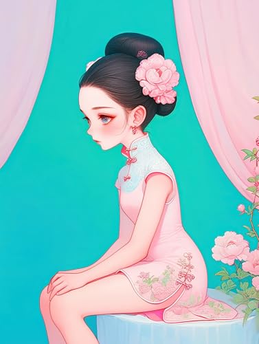 MIRONS 5D Diamant Painting Kit, Cartoon-Mädchen und Blumen Diamond Painting Bilder, DIY Diamant Malerei für Room Wall Décor 40x50cm MIRONS 5D Diamant Painting Kit, Cartoon-Mädchen und Blumen Diamond Painting Bilder, DIY Diamant Malerei für Room Wall Décor 40x50cm von MIRONS