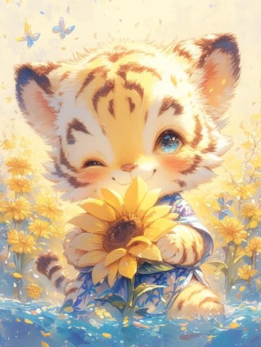 MIRONS DIY 5d Diamant Painting Bilder, Cartoon-Tiger und Blumen, F, 40 x 50 cm Full Drill Diamant Malerei für Erwachsene und Kinder,Diamond Painting Dekoration für Home Wall MIRONS DIY 5d Diamant Painting Bilder, Cartoon-Tiger und Blumen, F, 40 x 50 cm Full Drill Diamant Malerei für Erwachsene und Kinder,Diamond Painting Dekoration für Home Wall von MIRONS